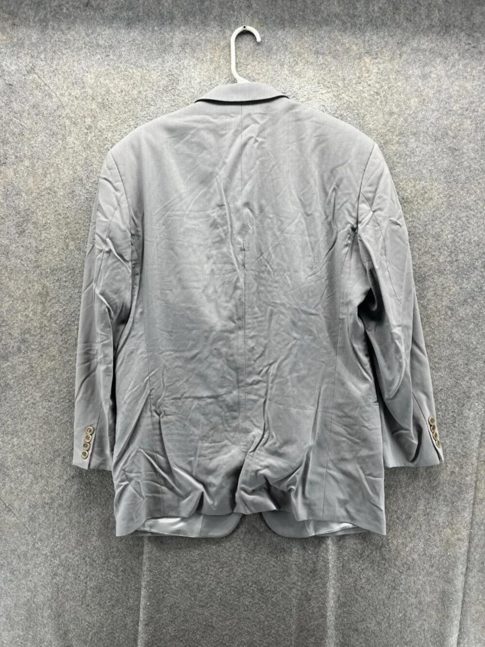 Vintage Hugo Boss Blazer Mens 42R Gray Wool Solid Sport Coat Jacket Made USA